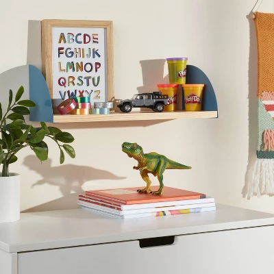 Wood Kids' Shelf With Metal Brackets Blue - Pillowfort™ 1 Wood Kids' Shelf With Metal Brackets Blue - Pillowfort™