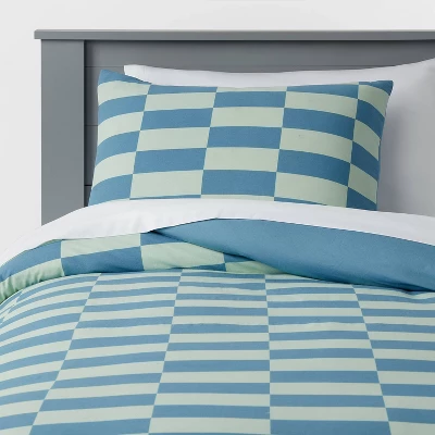 Checkers Kids' Duvet Cover Teal Blue - Pillowfort™ 5 Checkers Kids' Duvet Cover Teal Blue - Pillowfort™ - Image 5