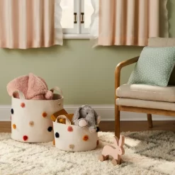 Pom-Pom Kids' Storage Basket Cream - Pillowfort™