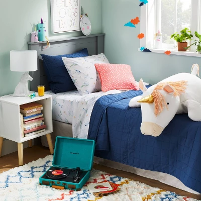 Unicorn Microfiber Kids' Sheet Set Blue - Pillowfort™ 1 Unicorn Microfiber Kids' Sheet Set Blue - Pillowfort™