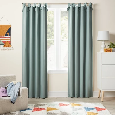 Blackout Tie Top Embellished Kids' Panel With Ties - Pillowfort™ 1 Blackout Tie Top Embellished Kids' Panel With Ties - Pillowfort™