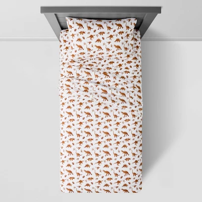 Dinosaur Cotton Kids' Sheet Set Watercolor Brown - Pillowfort™ 1 Dinosaur Cotton Kids' Sheet Set Watercolor Brown - Pillowfort™