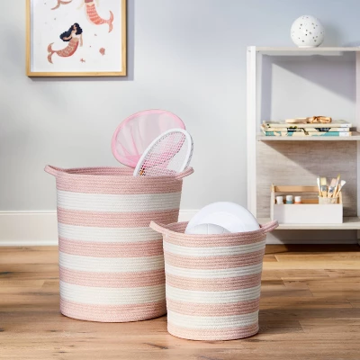Striped Coiled Kids' Rope Basket - Pillowfort™ 4 Striped Coiled Kids' Rope Basket - Pillowfort™ - Image 4