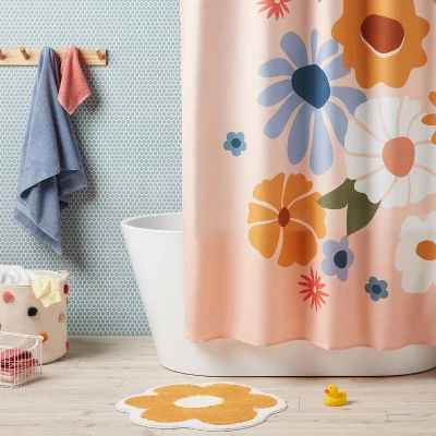 Vintage Floral Kids' Shower Curtain Blue - Pillowfort™ 1 Vintage Floral Kids' Shower Curtain Blue - Pillowfort™