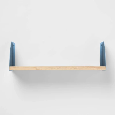Wood Kids' Shelf With Metal Brackets Blue - Pillowfort™ 2 Wood Kids' Shelf With Metal Brackets Blue - Pillowfort™ - Image 2
