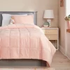 Twin Kids' Comforter Set Windowpane Velvet Pink - Pillowfort™