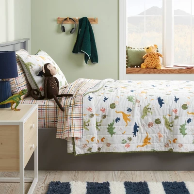 Dinosaur Poly Cotton Reversible Kids' Quilt - Pillowfort™ 1 Dinosaur Poly Cotton Reversible Kids' Quilt - Pillowfort™