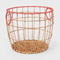 Natural With Fresh Melon Rim Kids' Woven Basket Red - Pillowfort™ -Mini Haven Shop GUEST cf1d420b 4f34 4b13 ba0e 40a06c683c4e