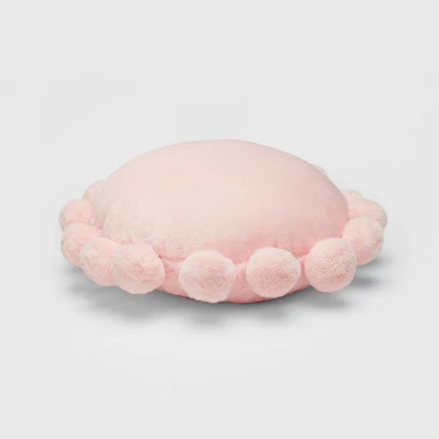 Round Plush Kids' Pillow With Poms-Poms - Pillowfort™ 1 Round Plush Kids' Pillow With Poms-Poms - Pillowfort™
