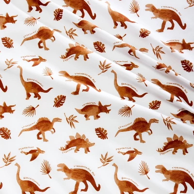 Dinosaur Cotton Kids' Sheet Set Watercolor Brown - Pillowfort™ 2 Dinosaur Cotton Kids' Sheet Set Watercolor Brown - Pillowfort™ - Image 2
