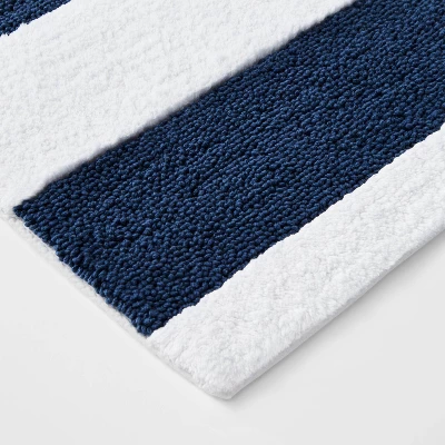Rugby Striped Kids' Bath Rug Navy - Pillowfort™ 2 Rugby Striped Kids' Bath Rug Navy - Pillowfort™ - Image 2